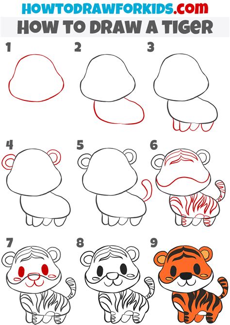 how to draw a tiger step by step|How to Draw a Tiger .